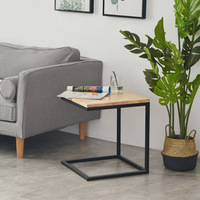 Table basse vintage rétro OEM ODM avec structure en fer forgé et plateau en bois massif pour salon, café, salle de séjour