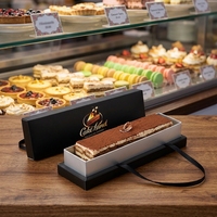 Boîte de luxe personnalisée en deux parties avec couvercle et base pour emballage de tiramisu, avec poignée en ruban, cadeau pour boulangerie