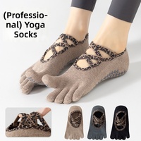 Chaussettes de yoga sportives absorbant la transpiration, antidérapantes, avec lacets - Chaussettes courtes professionnelles de Pilates à cinq doigts, vente en gros