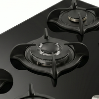 Cuisinière à gaz et à induction électrique 5 brûleurs en verre trempé noir pour appareils électroménagers