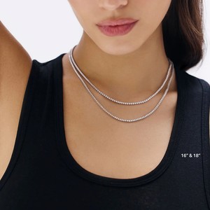 สร้อยคอเทนนิสเพชรทรงกลมเจียระไนแบบบริลเลียนท์ 3 กะรัต แบบสั่งทำพิเศษ เครื่องประดับเพชร CVD ทองแท้ 9k 10k สร้อยคอเพชรเพาะเลี้ยงในห้องปฏิบัติการ - Product Image 5