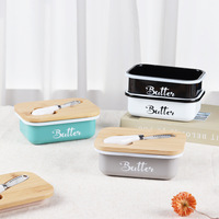 Boîte à beurre hermétique rectangulaire en fer au design moderne avec couvercle et couteau pour cuisine domestique