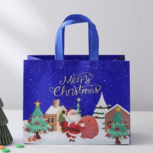 Shanghong Eco-Friendly Customizable Christmas <b>Gift</b> <b>Bags</b> Nonwoven Laminated Aqueous Coating Hand Length Handle 25x32x17cm - Product Image 3