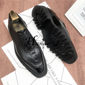 รองเท้าหนังผู้ชายแบบเปิดนิ้วเท้า สไตล์ลำลองทางธุรกิจ ประดับมุก แบบอังกฤษ ทรงอ็อกซ์ฟอร์ด พื้นหนา เพิ่มความสูง - Product Image 5