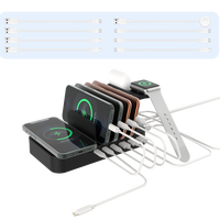 Station de charge pour plusieurs appareils, chargeur USB 9 ports 150W avec séparateurs réglables, compatible avec tablette/TWS/téléphone portable/montre