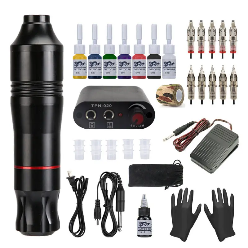 Voeding Nieuwe Tattoo Kit Tatoo Pen Roterende Tattoo Machine Full Kit Professionele Tattoo Pen Set