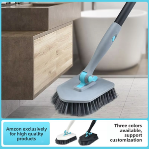 Heavy Duty Floor Scrub <strong>Brush</strong> with Long Handle V-Shape Grout <strong>Brush</strong> 180&deg; Rotatable Stiff Bristle Scrubber for Bathroom Tile Floor - Product Image 3