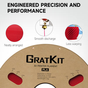 Высококачественная красная PLA-нить Gratkit для 3D-принтеров, 1,75 мм, 1 кг на картонной катушке, прочность на растяжение 36+1,5 по ASTM D638 - Product Image 4