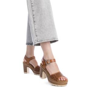 Sandalias de Tacón para Mujer, Plataforma de Cuero, Tacón Grueso, Correa en el Tobillo, Color Marrón - Product Image 5
