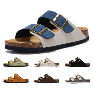 Buckle Straps Cork Sole Sandals Foot Bed with composite Cow Suede Top Quality Wholesale Men Customized Breathable Shoes Sandals
