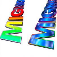 Signalisation LED 3D RGB personnalisable Effets dynamiques de flamme ondulante Transformateur alimenté Éclairage publicitaire Panneau d'affichage Utilisation automobile 2 ans