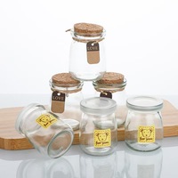Toples kaca 100ml 150ml 200ml, untuk Salad permen susu gula makanan hewan peliharaan Jelly madu puding coklat dengan gabus