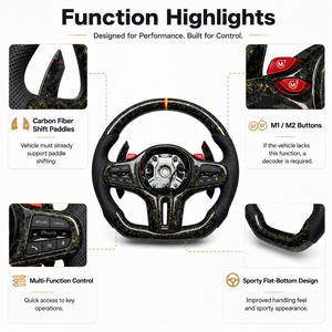 Volants en fibre de carbone personnalisés d'usine OEM, avec grip sportif et garniture intérieure de remplacement, accessoires automobiles de style course Pro pour BMW - Product Image 3