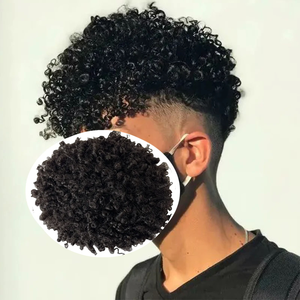 Perruque pour hommes Full Lace pièce de rechange système de cheveux indien réel cheveux humains mâle remplacement 6mm torsion <span class=keywords><strong>afro</strong></span> printemps curl toupet - Product Image 1