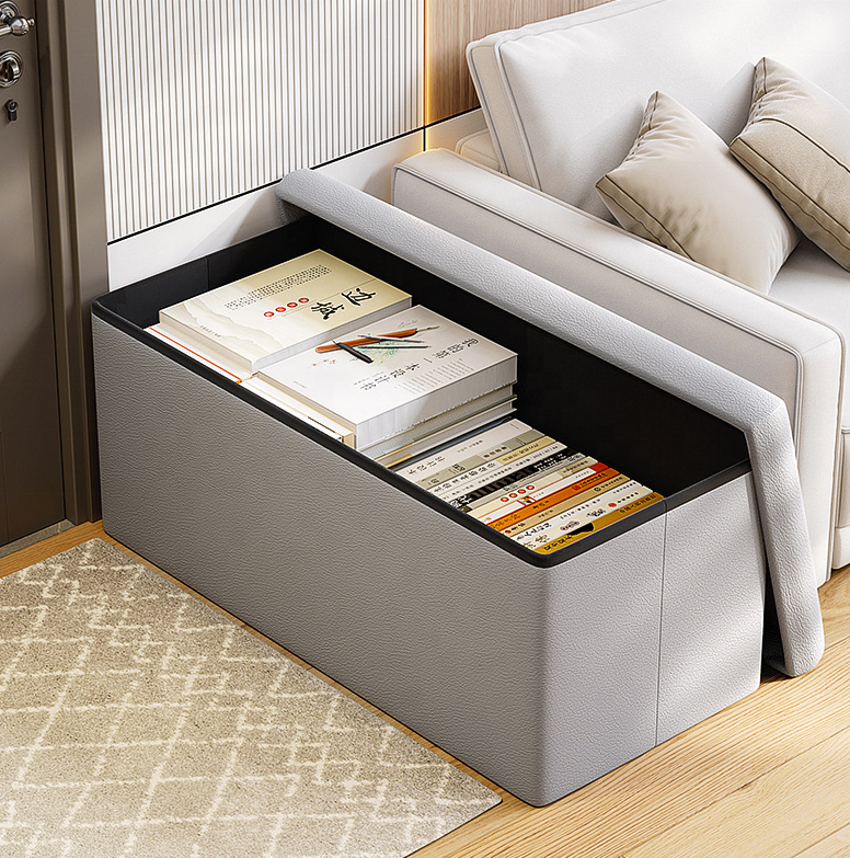 Basic Grey Collapsible Chair Bench with