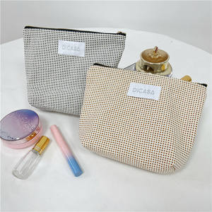 Bolsa de Maquillaje Cosmética de Lujo Ecológica, Tejida, Cuadros, de Lona Gruesa con Cierre, Estilo Personalizado para Viaje - Product Image 6