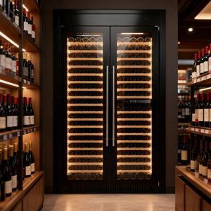 Refrigerador de Vino Tinto Comercial <span class=keywords><strong>Vertical</strong></span> de 316 Botellas, Dos Puertas de Vidrio, Tres Zonas de Temperatura Independientes - Product Image 1
