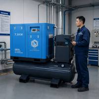 Compresseur d'air à piston industriel 7,5 kW 10 bars, compresseur à haute pression à mouvement alternatif pour usine