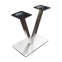 Pied de table personnalisé en acier inoxydable poli, forme rectangulaire en V, pour table basse d'extérieur