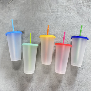 Vasos de Viaje Reutilizables de 24oz y 16oz, Botellas de Agua de Plástico, Tazas de Café con Sensor de Temperatura, Vasos que Cambian de Color con Gradiente - Product Image 3