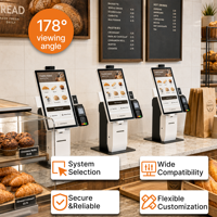 Terminal de paiement libre-service multi-tailles 23,8 pouces Android à écran tactile capacitif pour supermarchés et chaînes de magasins de détail, options modulaires