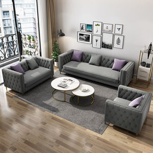 Juego de sofás de tela de terciopelo moderno de 3 asientos al mejor precio para muebles de sala de estar - Product Image 3