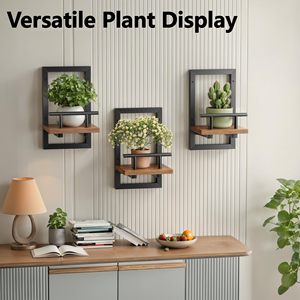 2 packs d'étagères murales flottantes en métal pour plantes d'intérieur, seuil de <span class=keywords><strong>fenêtre</strong></span>, pour chambre à coucher, salle de bain, salon, pot de fleurs, support de <span class=keywords><strong>jardinière</strong></span> - Product Image 6
