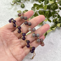 Bracelets tissés ajustables faits à la main en lapis-lazuli naturel, améthyste et acier inoxydable de haute qualité pour femmes