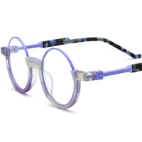 QSKY 19366 Monture de lunettes ronde multicolore en acétate de haute qualité, logo personnalisé, monture de lunettes optiques surdimensionnée