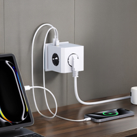 Cube Socket 3 prises Prise d'extension de puissance avec port USB Style moderne France/allemand/coréen 16A évalué avec la certification KC GS