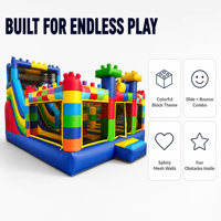 Château gonflable commercial en PVC pour enfants, avec toboggan intégré, idéal pour les fêtes