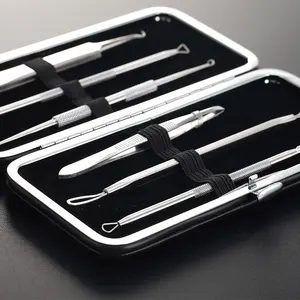 6 pièces/ensemble professionnel Pimple Popping Kit - Blackhead Removal Needle Set Acne Blackhead Extractor Tool Kit