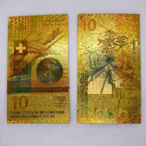 Billets de Francs Suisses en Faux Or à Feuille, Lot de 6 Pièces (10, <span class=keywords><strong>20</strong></span>, 50, 100, 200, 1000 Francs) pour Cadeaux Souvenirs - Product Image 3
