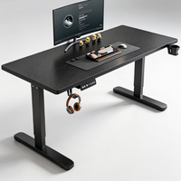 Bureau électrique réglable en hauteur avec surface en fibre de bois, bureau de jeu pour ordinateur, ergonomique, pour le travail à domicile