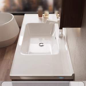 Nuevo gabinete de baño de estilo moderno chino con estructura de madera de nogal, lavabo integrado sin juntas, gabinete de baño para el hogar. - Product Image 3