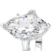 Bague de fiançailles en or massif 10K/14K/18K avec diamant de laboratoire CVD/HPHT certifié IGI, taille marquise 0,5-3 carats et pierres latérales taille baguette