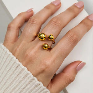 Stainless Steel Ball <b>Ring</b> 18K Gold Plated Geometric Design Unisex Fashion <b>Ring</b> Index Finger Jewelry Gift - Product Image 1