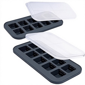 Moule à glace portable réutilisable en silicone avec couvercle, idéal pour la préparation de repas, compatible lave-vaisselle, lot de 2 - Product Image 2