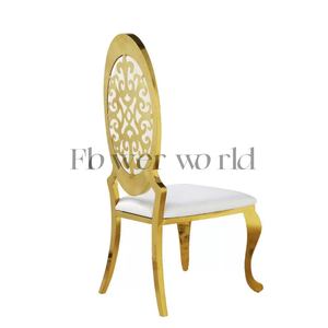 Sillas de Boda de Lujo para Recepciones, Eventos <span class=keywords><strong>al</strong></span> Aire Libre, Banquetes, Doradas, con Respaldo en Forma de O, de Acero Inoxidable, con Diseño Floral, 5 Años de Duración - Product Image 4