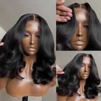 Pelucas de Cabello Indio Natural, Ondulado, Corto, Estilo Bob, 13x4 13x6, Pelucas con Frente de Encaje Transparente HD para Mujeres Negras, Cabello Remy Pre-Arrancado