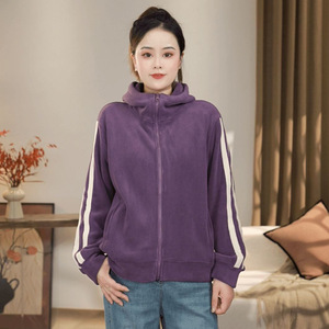 Women Fleece Lined Hooded Zipper Sweatshirt Thick Warm Casual Long Sleeve Windproof Autumn Winter Outwear Red Taro Purple Black - Product Image 2