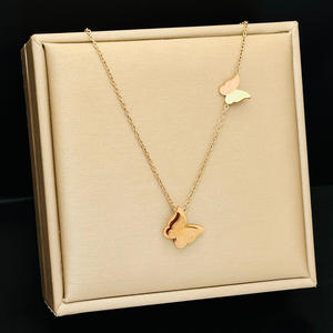 TZ006バタフライチタンチョーカーセット低刺激性ステンレススチールネックレス & イヤリングマット仕上げ - Product Image 6