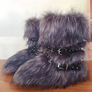 Nouvelles Bottes <span class=keywords><strong>de</strong></span> <span class=keywords><strong>Neige</strong></span> Hiver 2026 pour <span class=keywords><strong>Femme</strong></span> en Fausse Fourrure Peluche, à Sangles Croisées, Amincissantes, Chaudes, Polyvalentes, Anti-Poils <span class=keywords><strong>de</strong></span> Raton Laveur, Basses, en Plastique - Product Image 6