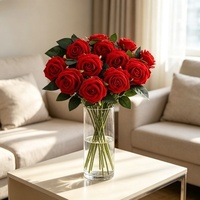 Simulierte Flanell-Rose mit Perlensamt-Technologie, Luxuriöse Wanddekoration für Zuhause, Hotel, Hochzeit, Valentinstag, Muttertag, Seidenoptik