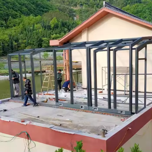 Véranda en aluminium avec revêtement en poudre, pliable, avec joints étanches, résistante au vent et à la pluie, pour un espace de divertissement extérieur quatre saisons - Product Image 6