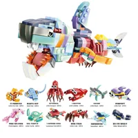 XINGLE Nouveau Kit de Construction Éducatif STEAM de Haute Qualité, Modèle DIY de Petits Animaux Marins Sous-Marins, 12 Pièces, Échelle 1:1