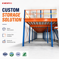 Plateforme de stockage en acier robuste pour mezzanine, système d'étagères d'entrepôt sur mesure avec escalier pour stockage industriel