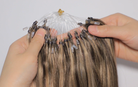 Extensions de cheveux humains à double trame, ombrées, pré-collées, à micro-boucles, en cheveux vierges Remy, extensions à micro-anneaux