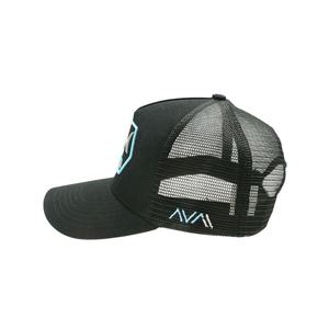 Casquette de baseball unisexe en gros, personnalisable avec logo en caoutchouc 3D en relief, noire, broderie, casquettes de camionneur en maille - Product Image 3