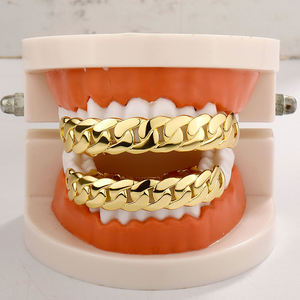 Vendita calda in vero oro placcato bretelle lucide a forma di catena cubana con personalità denti d'oro accessori Rap esagerati - Product Image 1